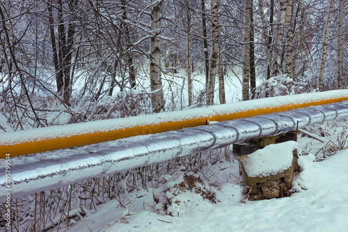 Water supply system supplying village is covered with thermal insulation, frost protection