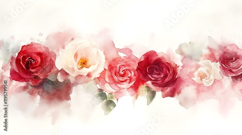 Watercolor rose border, floral design, romantic, wedding, invitation
