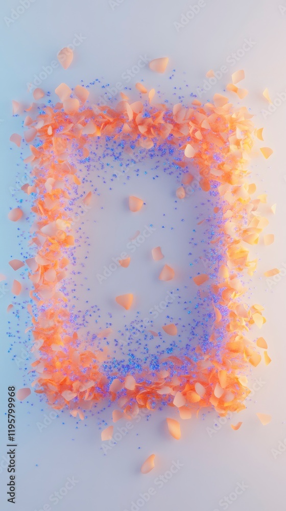 Peach petals and glitter frame a blank space, perfect for design projects or announcements. Peach petals and glitter frame a blank space, perfect for design projects or announcements.