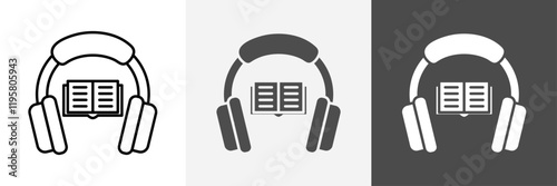 Audio book icon set vector art