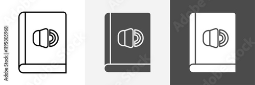 Audio book icon set vector art