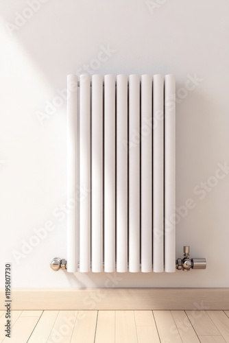 Wallpaper Mural Modern wall mounted heating radiator in the room. Minimalistic design, background with copy space, heating in the house Torontodigital.ca