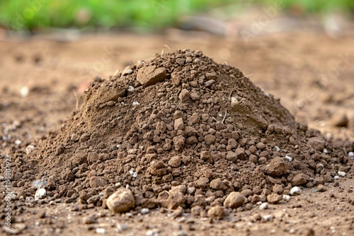 Fertile soil forms a small mound, indicating potential for planting and growth photo