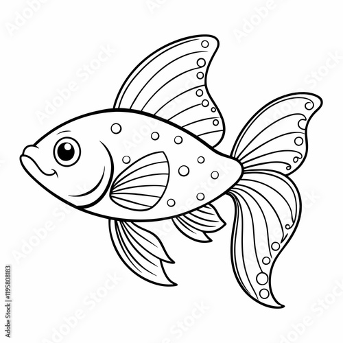 fish coloring page for children, outline, education, line, outline, art, sketch