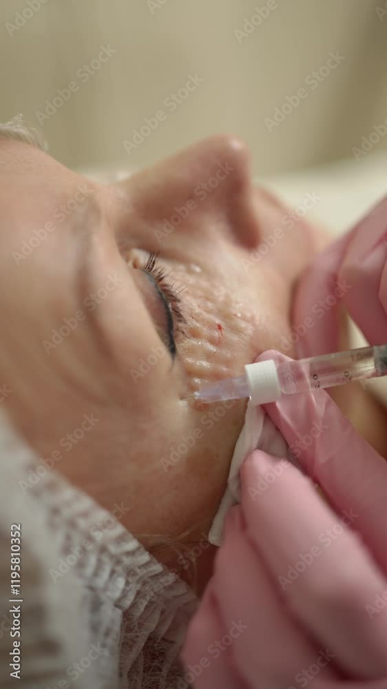 Cosmetic injections under eyes. Skin rejuvenation concept. Cosmetic injections under eyes. Skin rejuvenation concept.