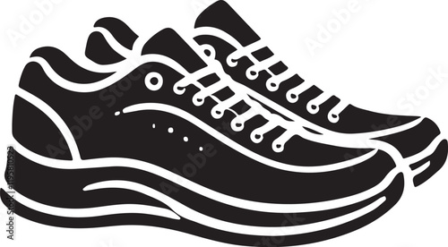 Shoe icon silhouette design in white background