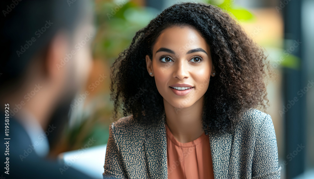 Close-up of a consultant discussing AI technology applications with a client, focusing on business transformation. Close-up of a consultant discussing AI technology applications with a client, focusing on business transformation.