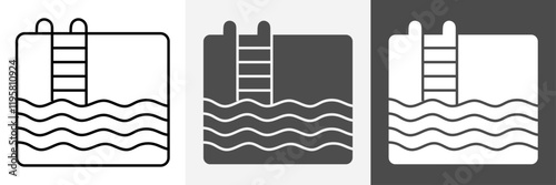 Swimming Pool icon set vector art