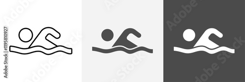 Swimming icon set vector art