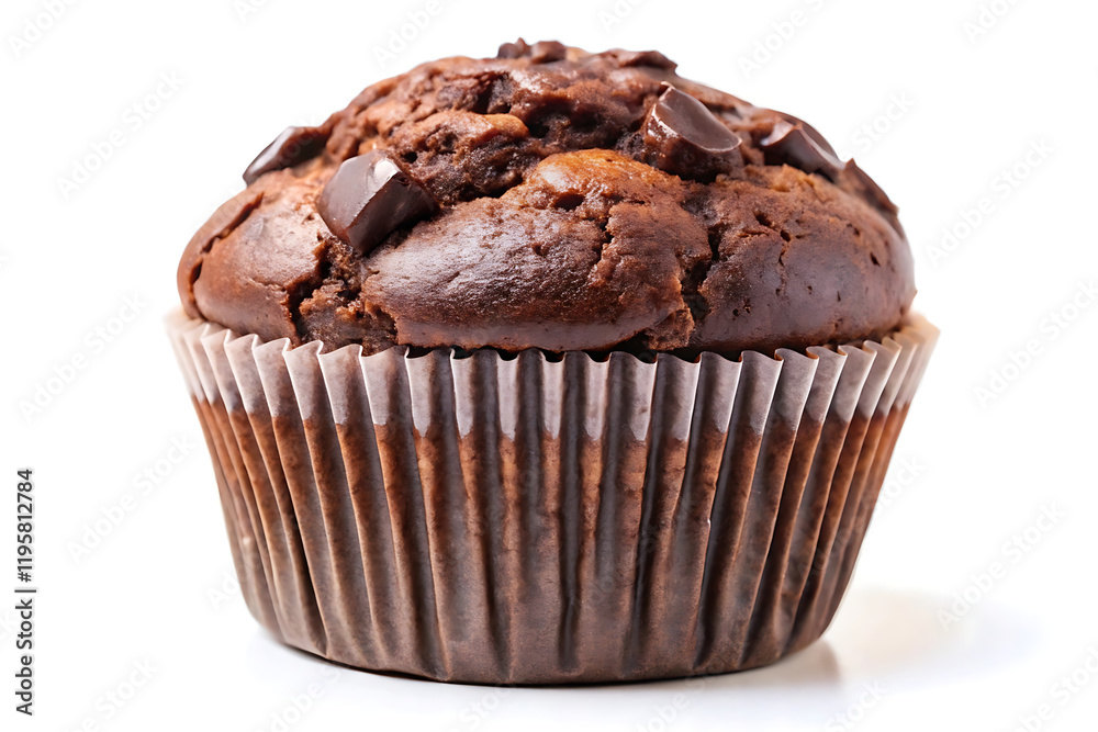 chocolate muffin isolated on white