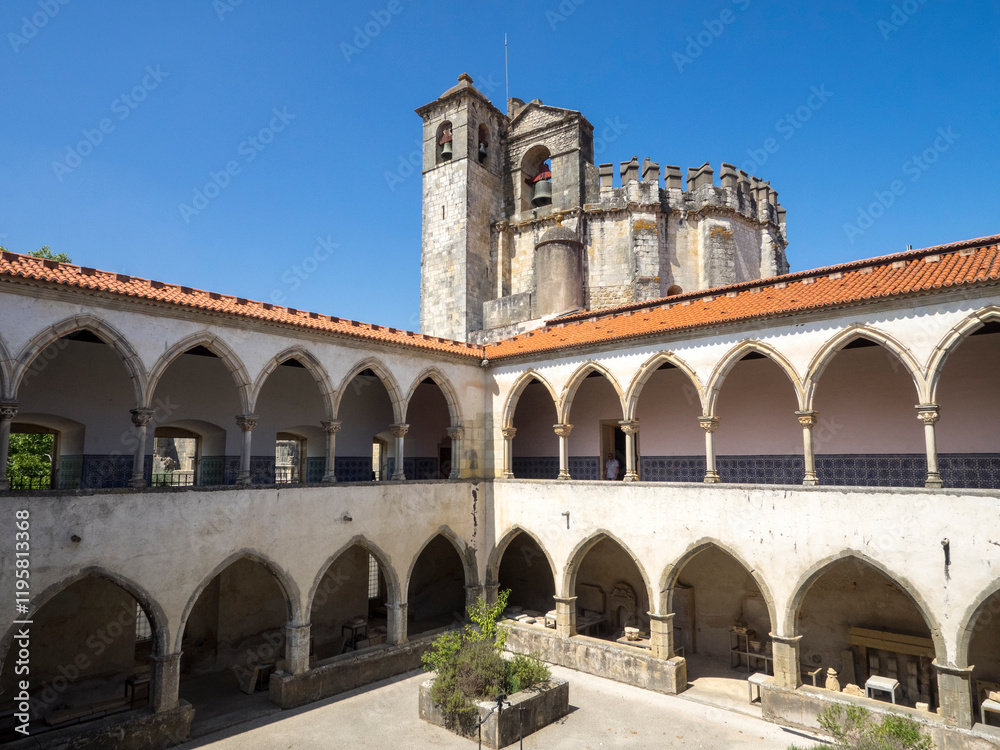 Fototapeta premium The Convent of the Order of Christ was originally a 12th century Templar stronghold. The Portuguese Templars were later turned into the Knights of the Order of Christ.