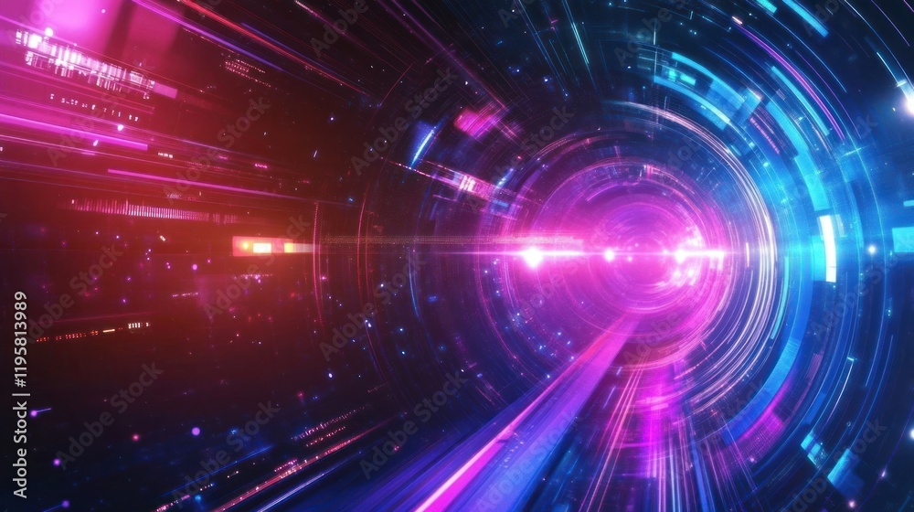Abstract digital tunnel glowing vibrant colors Abstract digital tunnel glowing vibrant colors