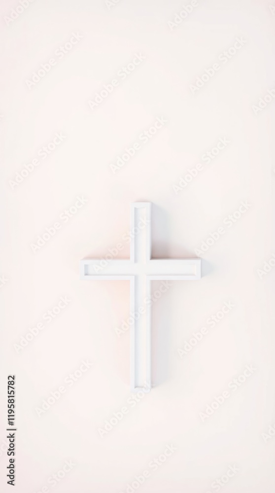 Obraz premium Simple white cross on a light background.