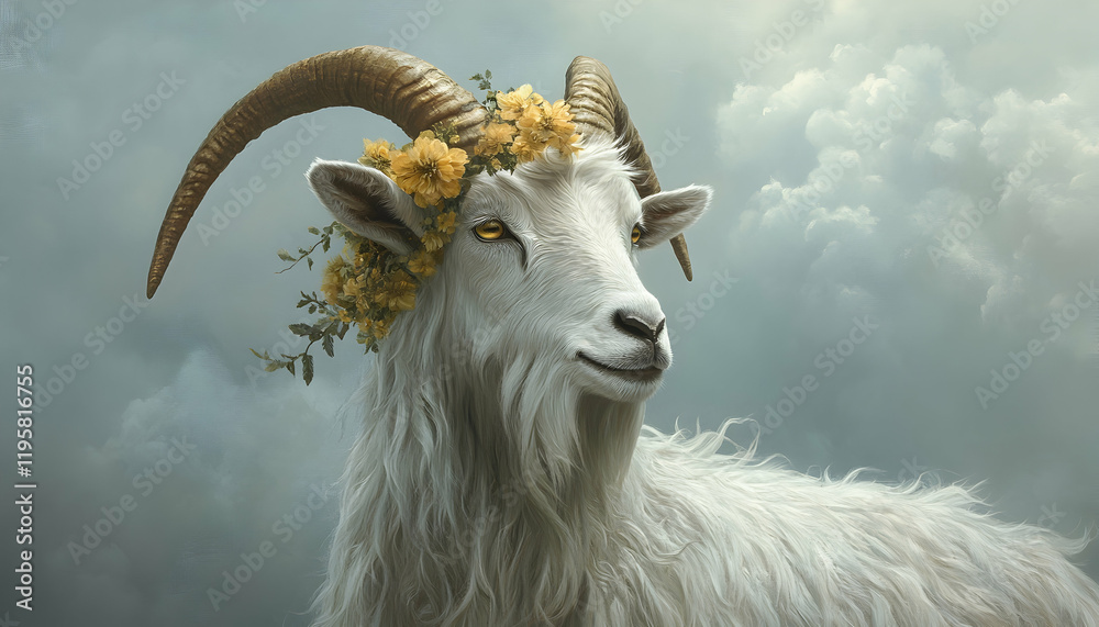 Obraz premium Elegance in the wild, a majestic goat's portrait.