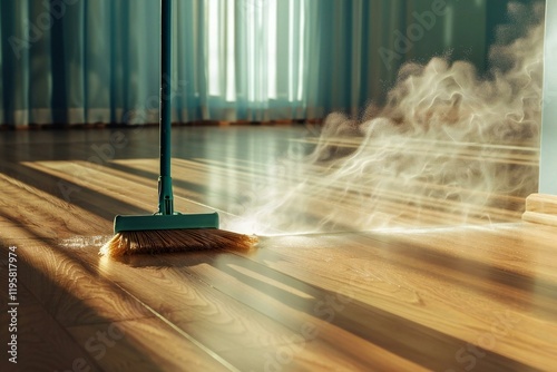 Wallpaper Mural Aerial view of a broom sweeping dust off a clean floor. Torontodigital.ca