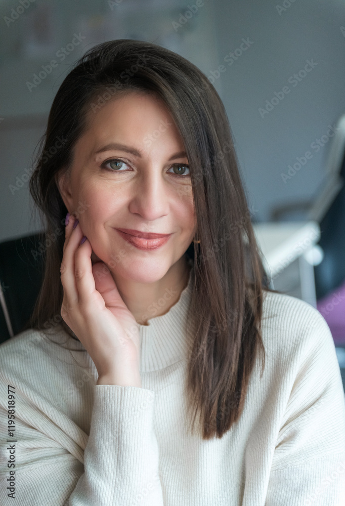 elegant woman over 40, business lady, works in the office elegant woman over 40, business lady, works in the office
