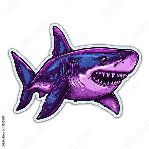 Simple Vector Art of Shark Sticker with Clean Details photo