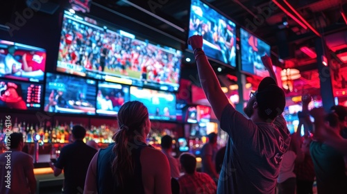 Sports Bar Patrons Watch Games On Multiple Screens