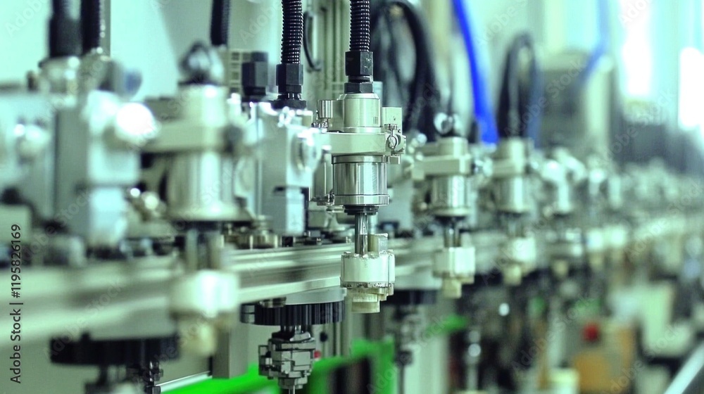 Milling machines expertly create components for rotary cutters under natural lighting in a factory Milling machines expertly create components for rotary cutters under natural lighting in a factory