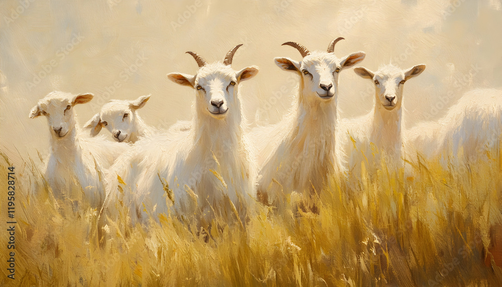Fototapeta premium Goats in the meadow.
