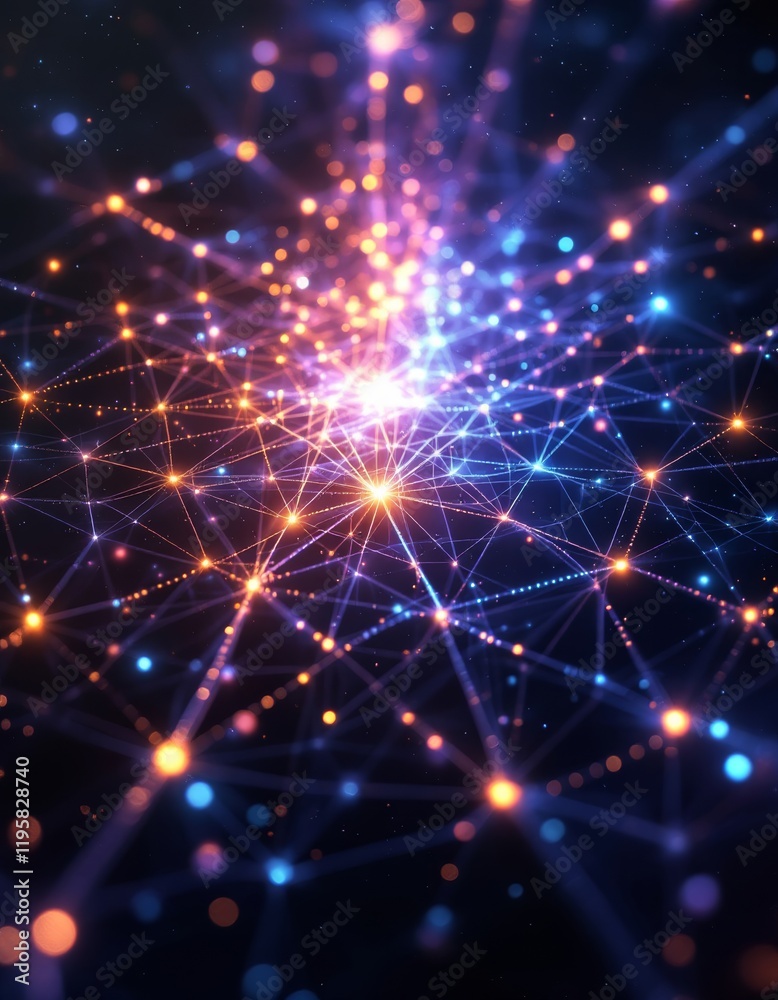 Quantum Entanglement: A visual representation of interconnected energy with glowing strands of light Quantum Entanglement: A visual representation of interconnected energy with glowing strands of light