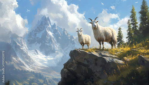 Goats in the mountains
