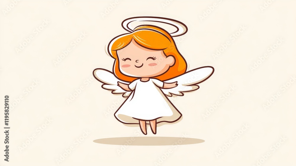 Playful depiction of a small angel with golden hair and a halo, floating gracefully on a soft beige background, radiating innocence, purity, and whimsical charm in a childlike artistic style Playful depiction of a small angel with golden hair and a halo, floating gracefully on a soft beige background, radiating innocence, purity, and whimsical charm in a childlike artistic style