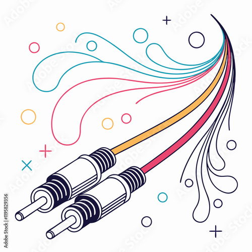Abstract representation of data being transmitted through fiber optics Illustrator Artwork