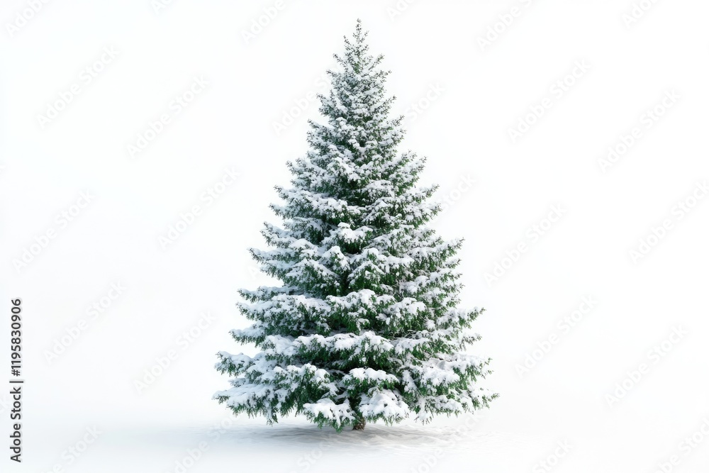 Christmas tree covered with snow isolated on white background. Christmas tree covered with snow isolated on white background.