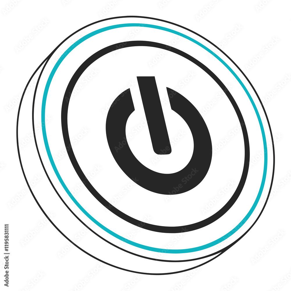 Glowing circular icon representing a digital power button Glowing circular icon representing a digital power button
