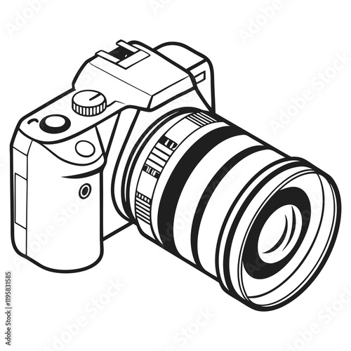 Minimalist representation of a digital camera lens with geometric shapes Illustrator Artwork