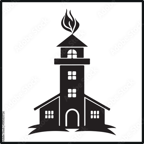 Fire  Station  Logo Silhouette