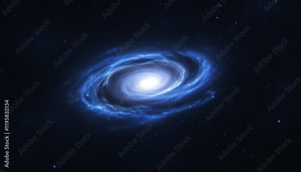 Fototapeta premium Ethereal Halo: A Distant Galaxy Encased in Dark Matter with Shades of Gray and Indigo
