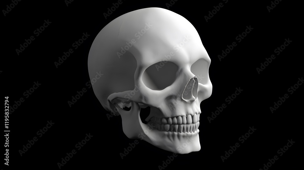 Human skull, 3D render, dark background, anatomy study, medical illustration Human skull, 3D render, dark background, anatomy study, medical illustration