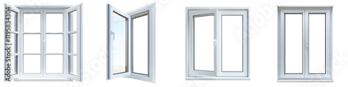 Insulated window – A window designed with an insulating layer that reduces heat transfer, improving energy efficiency and comfort inside. Isolated on Clear White Background Highly Detailed 