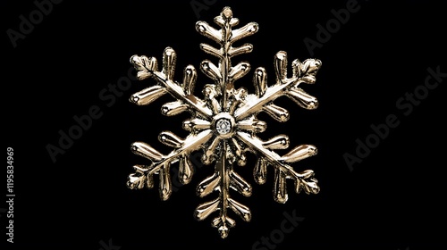 Elegant snowflake jewelry, winter design, dark background, holiday gift