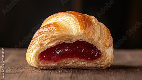 Croissant with strawberry jam