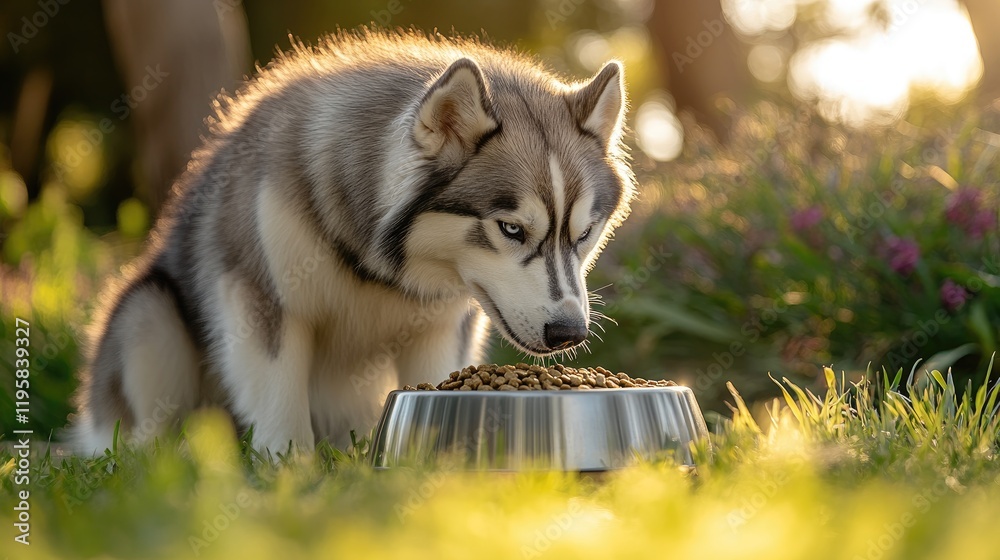 Adorable dogs enjoying their meals in natural outdoor settings.AI generated Adorable dogs enjoying their meals in natural outdoor settings.AI generated