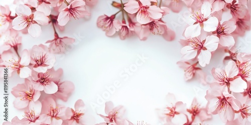 Wallpaper Mural Soft pink cherry blossoms are artistically arranged in a circular pattern on a clean white background, evoking a serene springtime feel Torontodigital.ca