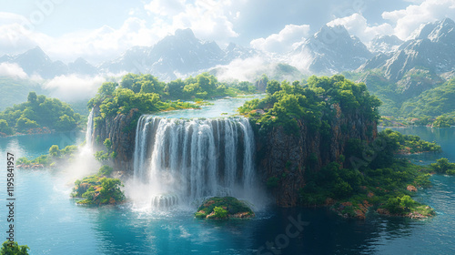 waterfall in the mountains, autumn in the forest