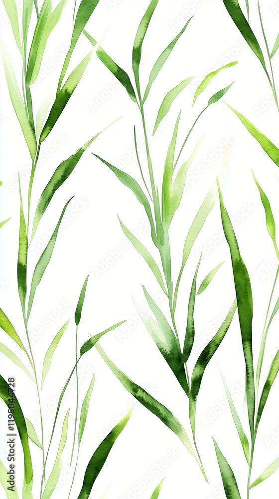Fototapeta premium Bamboo Leaves Pattern on White Background