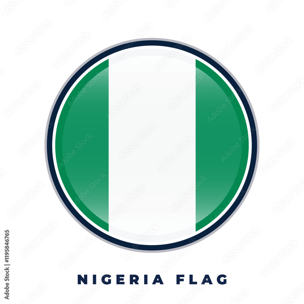 Nigeria flag round design icon circle vector template Nigeria flag round design icon circle vector template