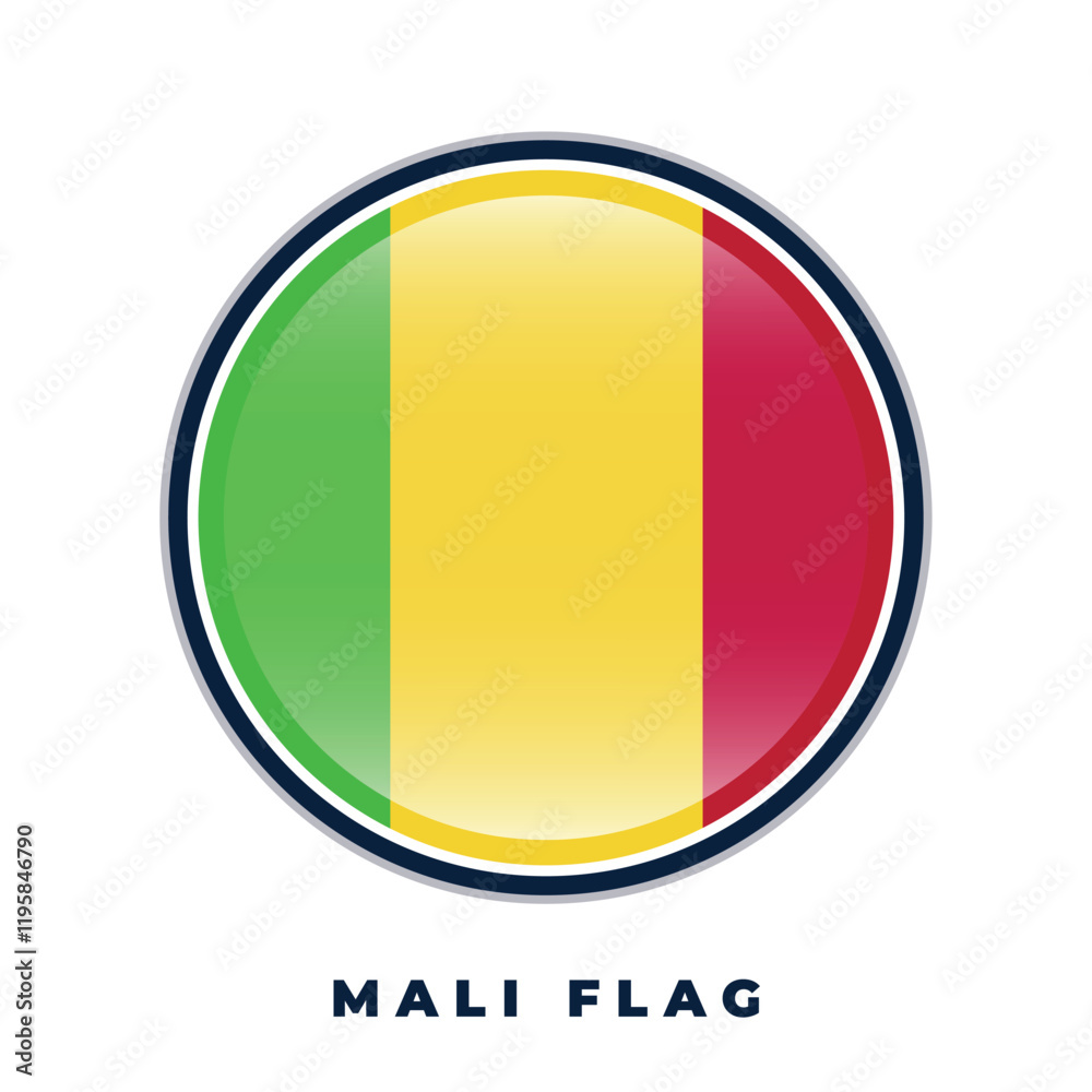 Fototapeta premium Mali flag round design icon circle vector template