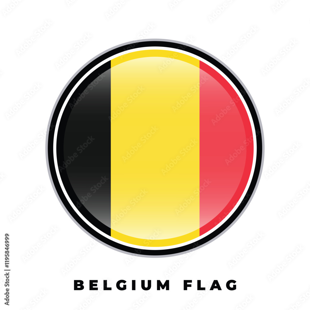 Fototapeta premium Belgium flag round design icon circle vector template