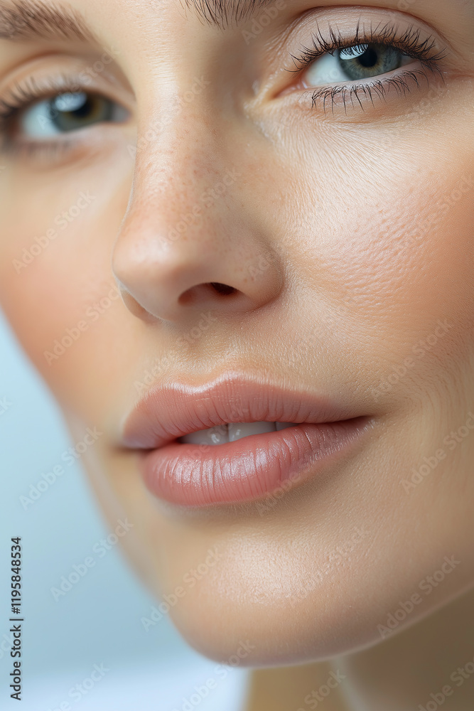 Naklejka premium Beauty portrait highlighting flawless skin and natural makeup