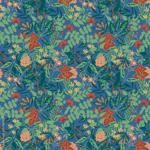 Seamless Asian tropical vector plants