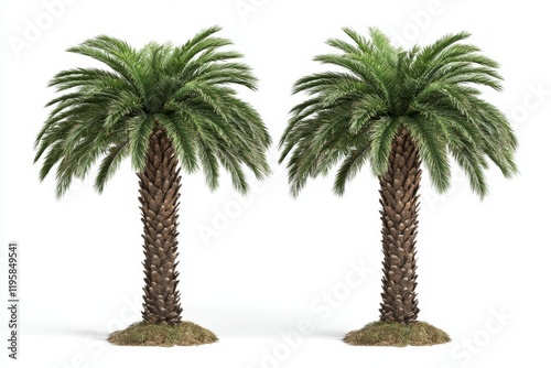 A palm tree and its leaves against a white backdrop in Itaipava, Rio de Janeiro, Brazil photo