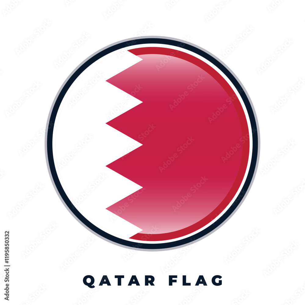 Qatar flag round design icon circle vector template Qatar flag round design icon circle vector template