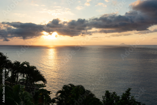 Sunset with clouds in a beach at Brazil