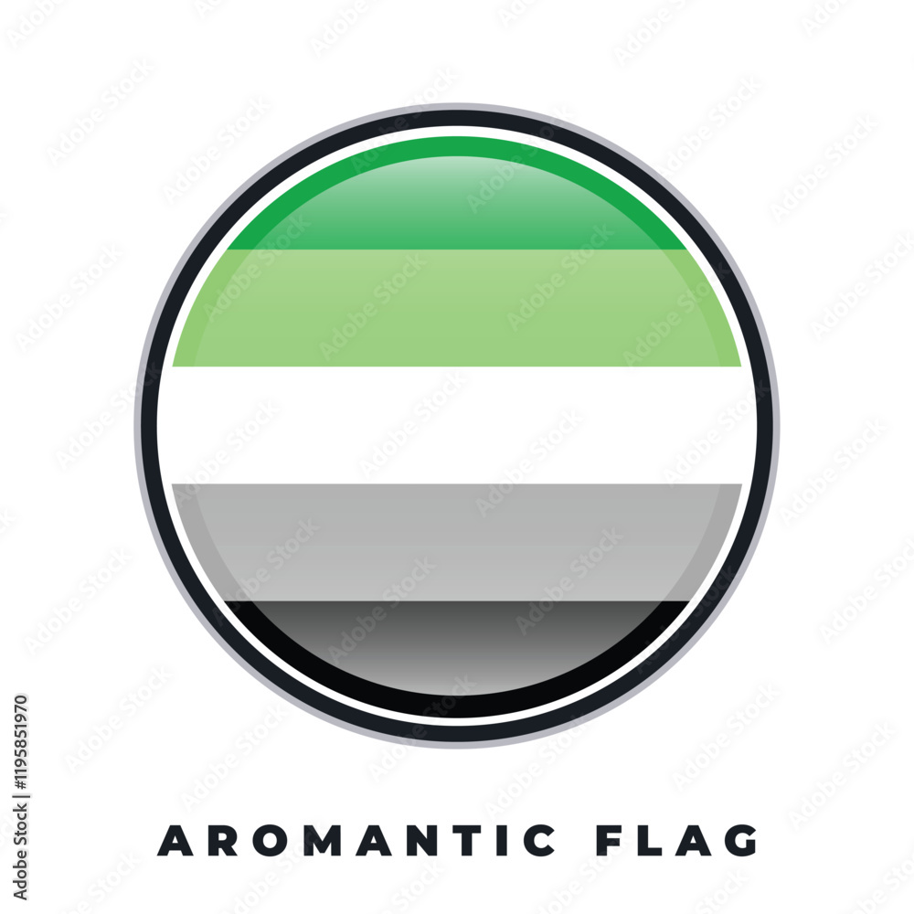 Aromantic flag round design icon circle vector template LGBT rights concept Aromantic flag round design icon circle vector template LGBT rights concept